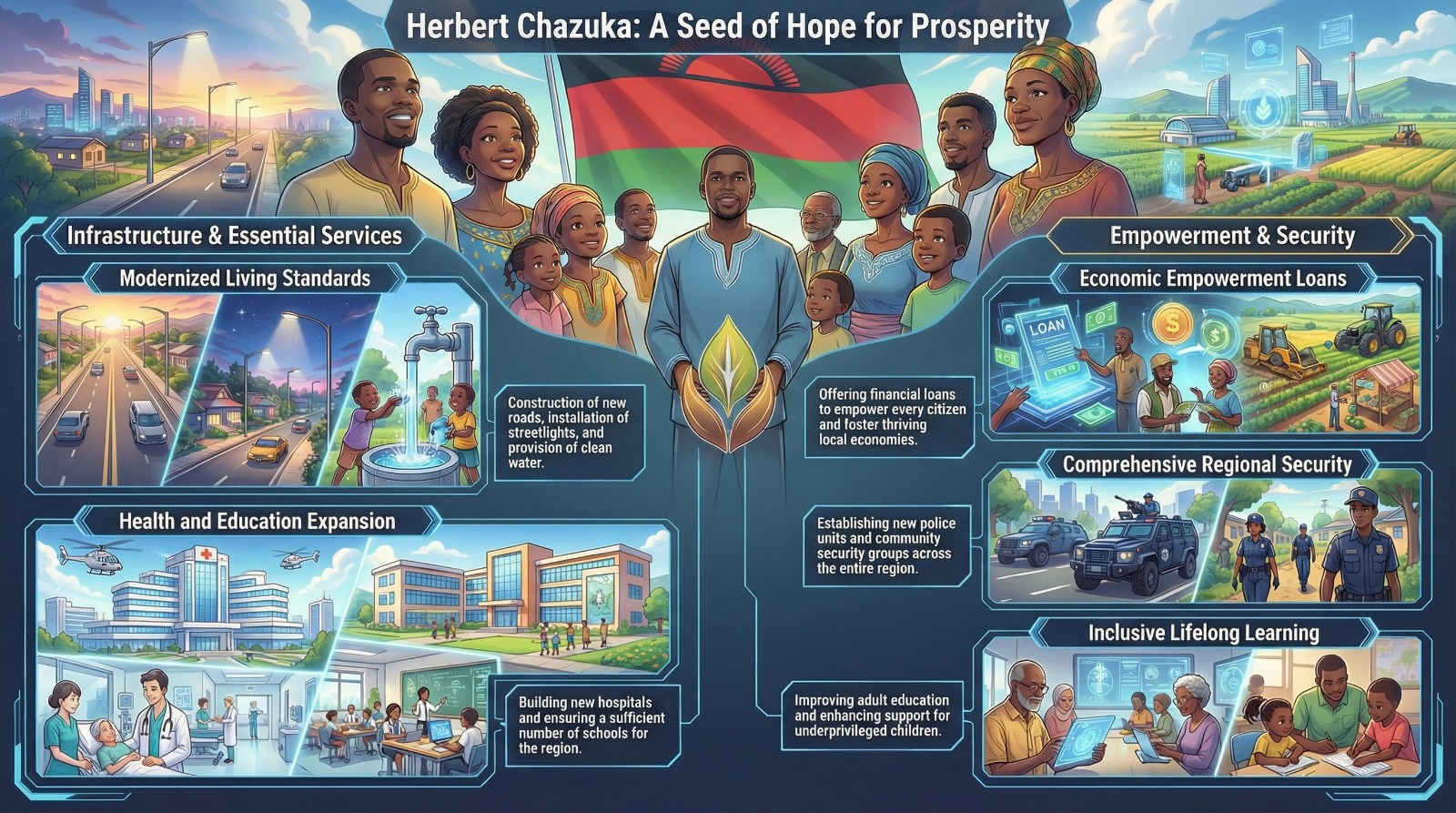 Herbert Chazuka campaign roadmap: strategic workflow for roads, water, hospitals, security, and economic empowerment